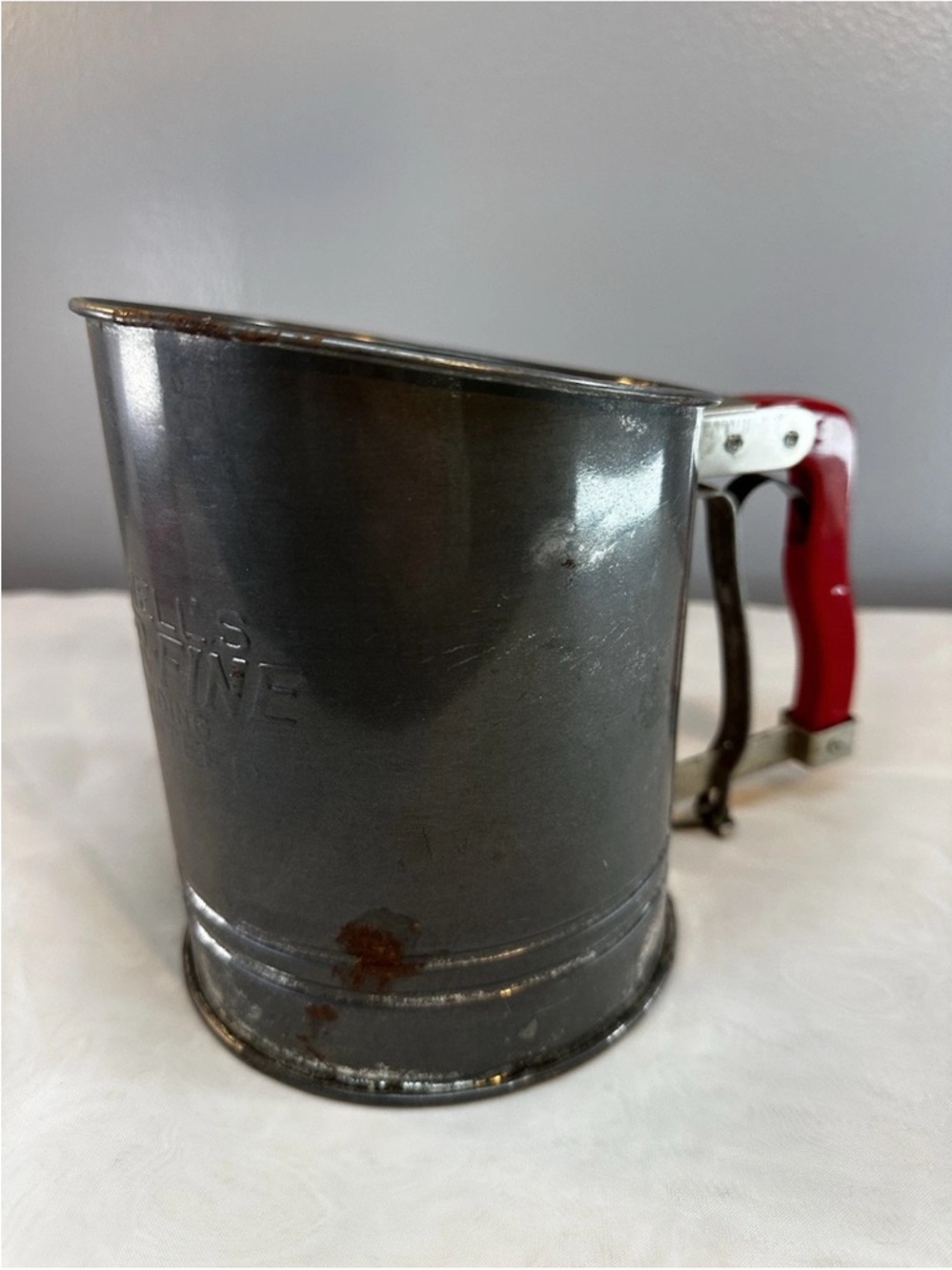 Antique Flour sifter Bromwell’s Super Fine Hand Held Metal Flour Sifter